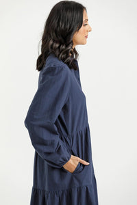 HOME-LEE_LONG SLEEVE KHLOE DRESS INDIGO BLUE _ LONG SLEEVE KHLOE DRESS INDIGO BLUE _ Ebony Boutique NZ