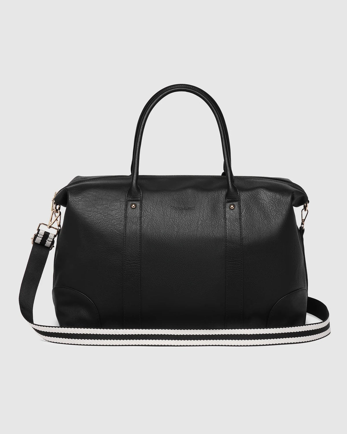 LOUENHIDE_ALEXIS STRIPE WEEKENDER TRAVEL BAG BLACK _ ALEXIS STRIPE WEEKENDER TRAVEL BAG BLACK _ Ebony Boutique NZ