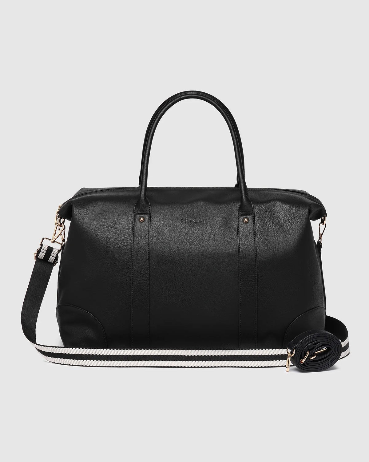 LOUENHIDE_ALEXIS STRIPE WEEKENDER TRAVEL BAG BLACK _ ALEXIS STRIPE WEEKENDER TRAVEL BAG BLACK _ Ebony Boutique NZ