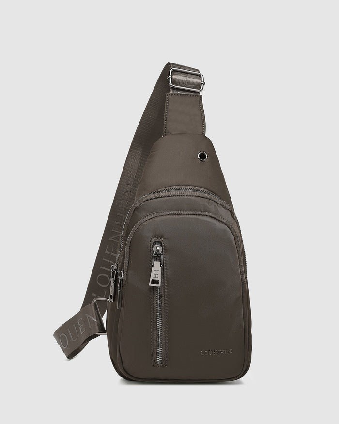 LOUENHIDE_BOYD NYLON SLING BAG CHOCOLATE _ BOYD NYLON SLING BAG CHOCOLATE _ Ebony Boutique NZ