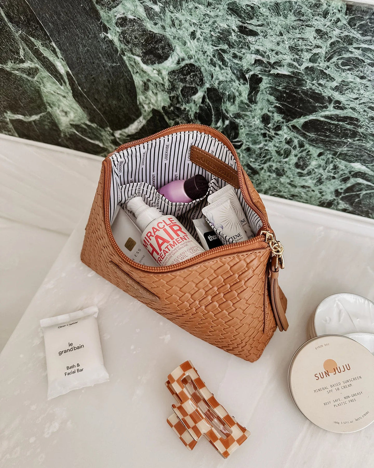 LOUENHIDE_CARLO MAKEUP BAG CARAMEL _ CARLO MAKEUP BAG CARAMEL _ Ebony Boutique NZ