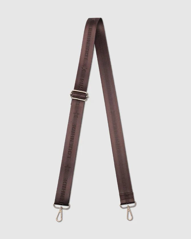 LOUENHIDE_KASEY TEXTURED CROSSBODY BAG WITH LOGO STRAP COCOA _ KASEY TEXTURED CROSSBODY BAG WITH LOGO STRAP COCOA _ Ebony Boutique NZ