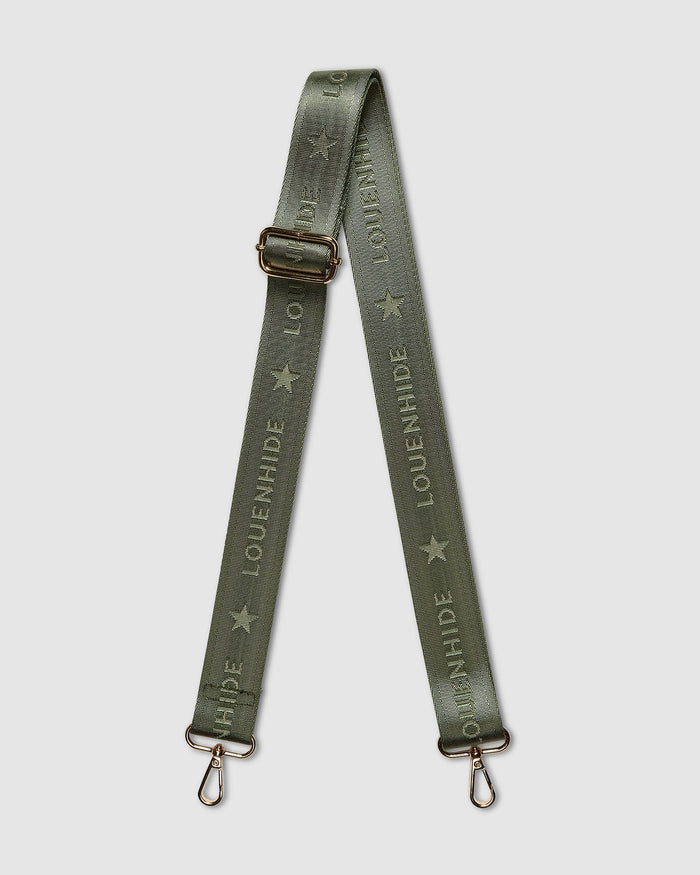 LOUENHIDE_LOGO GUITAR STRAP KHAKI _ LOGO GUITAR STRAP KHAKI _ Ebony Boutique NZ
