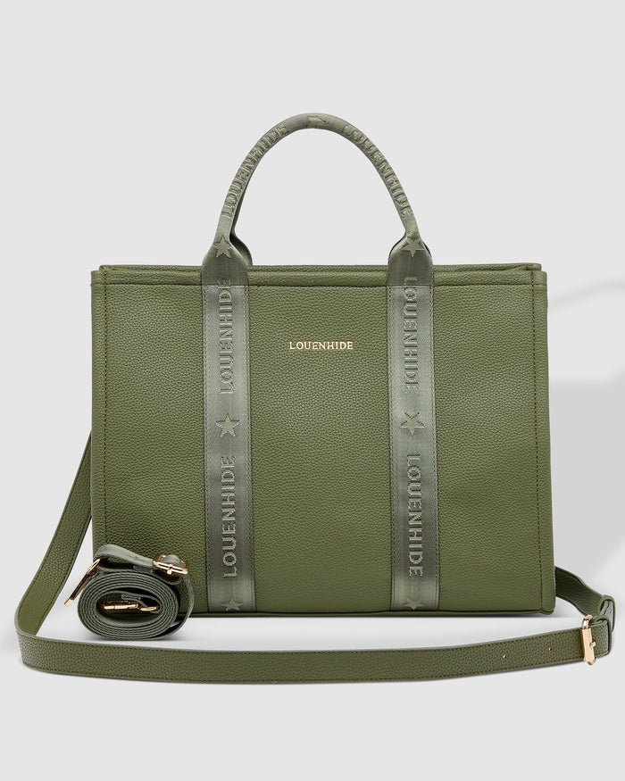 LOUENHIDE_MANHATTAN LOGO TOTE KHAKI _ MANHATTAN LOGO TOTE KHAKI _ Ebony Boutique NZ