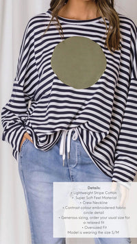 LOVE LILY_AVA COTTON STRIPE CIRCLE SWEAT _ AVA COTTON STRIPE CIRCLE SWEAT _ Ebony Boutique NZ