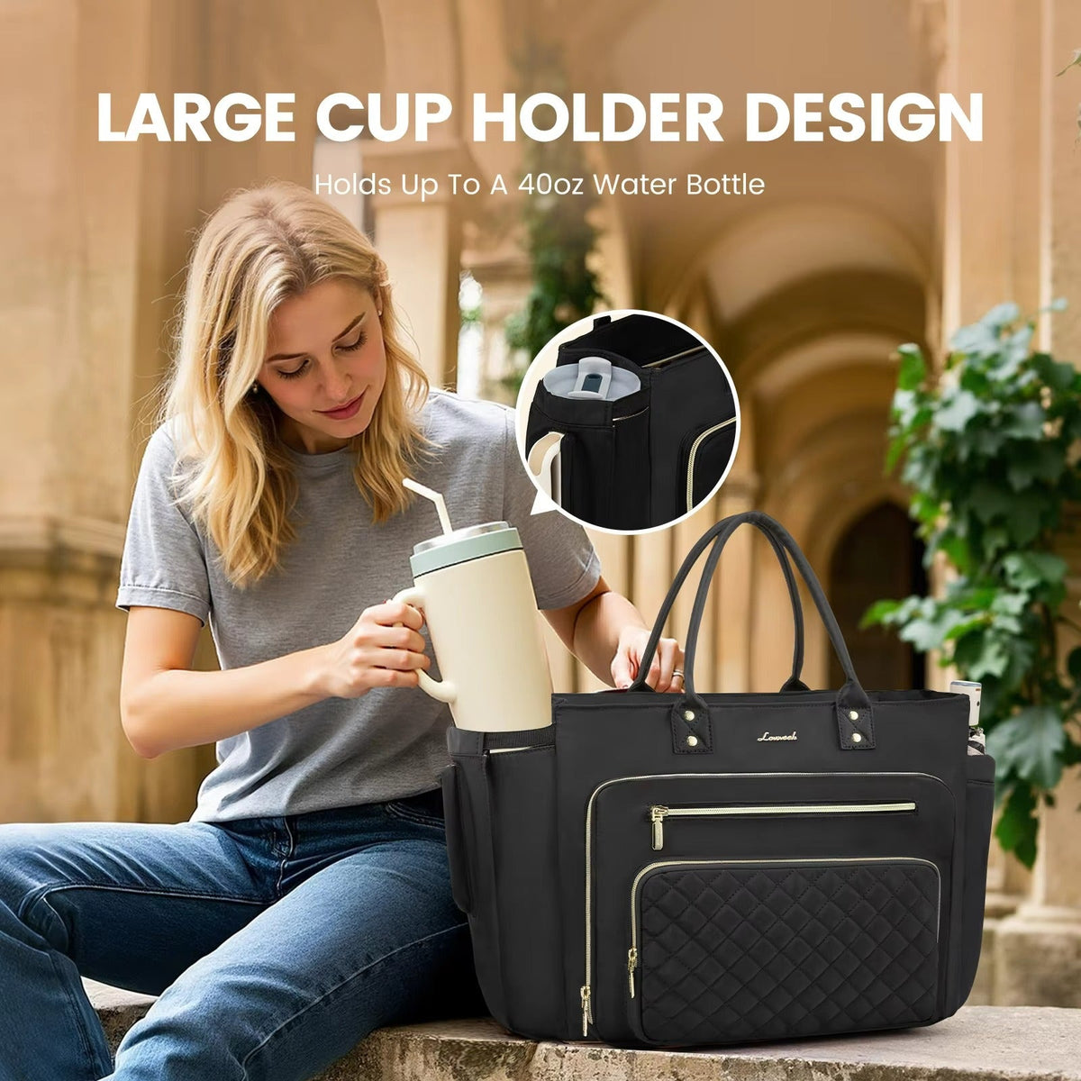 LOVEVOOK_AMY LAPTOP BAG LINEN/BLACK/TAN _ AMY LAPTOP BAG LINEN/BLACK/TAN _ Ebony Boutique NZ