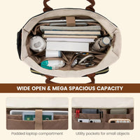 LOVEVOOK_AMY LAPTOP BAG LINEN/BLACK/TAN _ AMY LAPTOP BAG LINEN/BLACK/TAN _ Ebony Boutique NZ