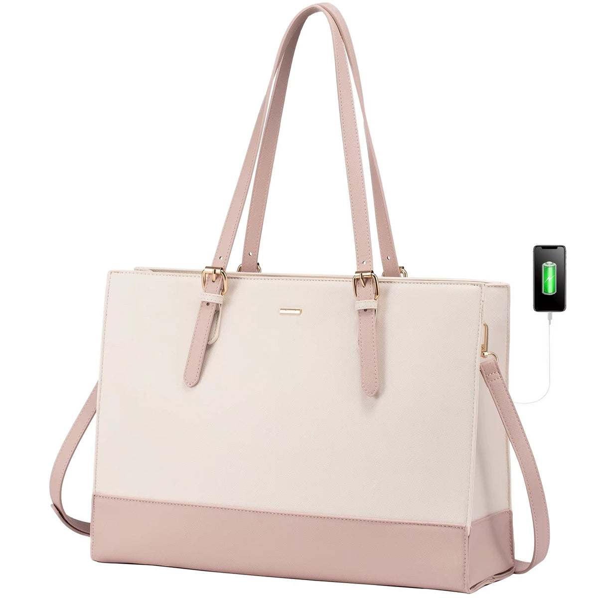 LOVEVOOK_ANNABELLE LAPTOP BAG TWO TONE VANILLA/PINK _ ANNABELLE LAPTOP BAG TWO TONE VANILLA/PINK _ Ebony Boutique NZ
