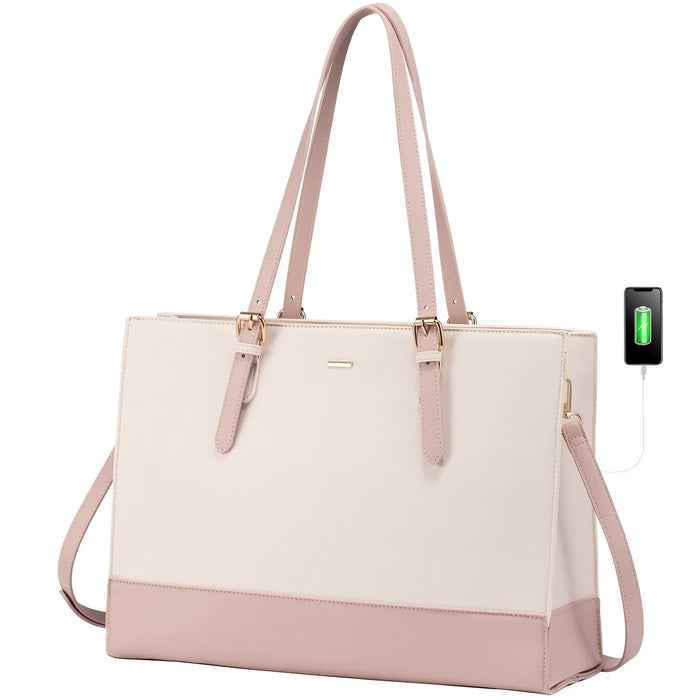 LOVEVOOK_ANNABELLE LAPTOP BAG TWO TONE VANILLA/PINK _ ANNABELLE LAPTOP BAG TWO TONE VANILLA/PINK _ Ebony Boutique NZ