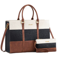 LOVEVOOK_BAILEY LAPTOP BAG THREE TONE LINEN/BLACK/TAN _ BAILEY LAPTOP BAG THREE TONE LINEN/BLACK/TAN _ Ebony Boutique NZ