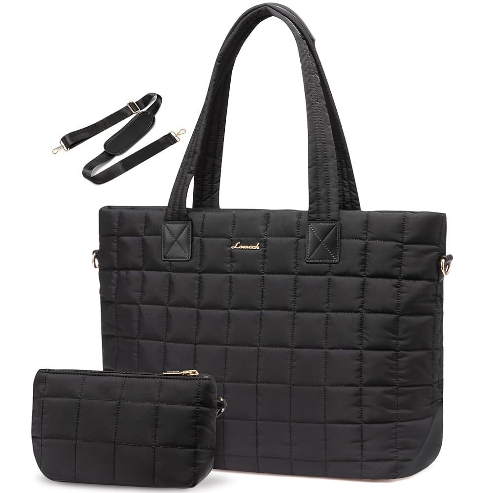 LOVEVOOK_EDEN 17 INCH QUILTED LAPTOP BAG BLACK _ EDEN 17 INCH QUILTED LAPTOP BAG BLACK _ Ebony Boutique NZ