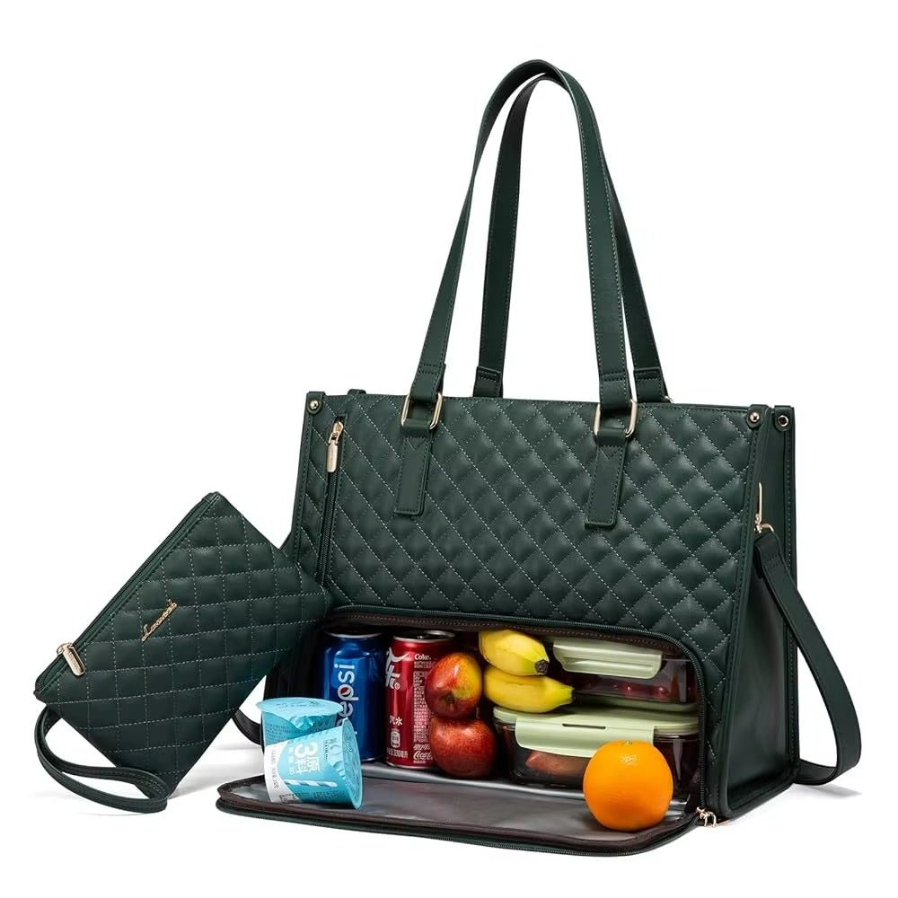 LOVEVOOK_MADDIE LAPTOP COOLER BAG QUILTED GREEN _ MADDIE LAPTOP COOLER BAG QUILTED GREEN _ Ebony Boutique NZ