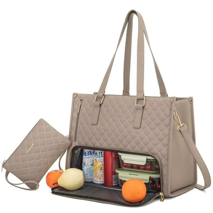 LOVEVOOK_MADDIE LAPTOP COOLER BAG QUILTED LATTE _ MADDIE LAPTOP COOLER BAG QUILTED LATTE _ Ebony Boutique NZ