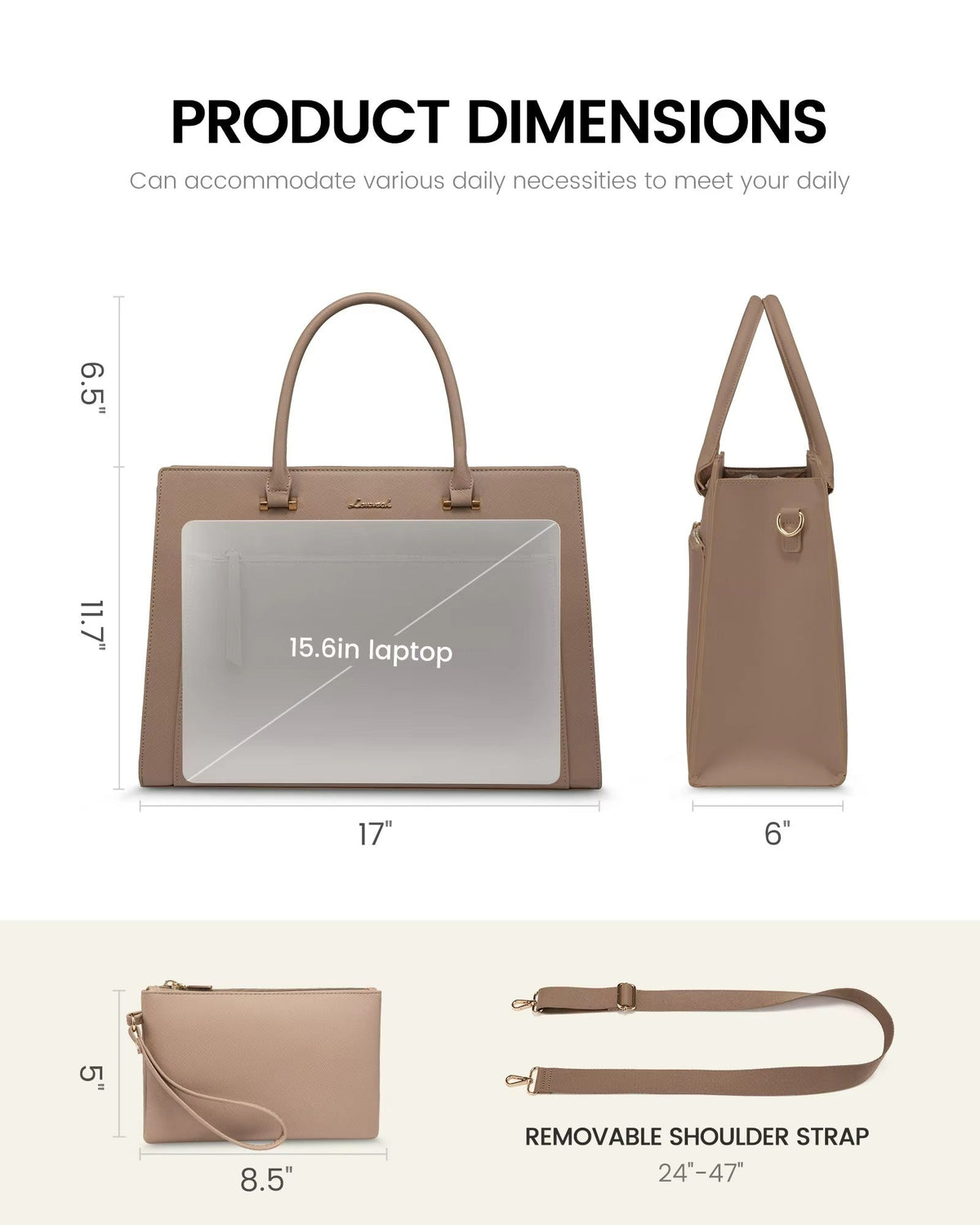 LOVEVOOK_REBECCA LAPTOP BAG LATTE _ REBECCA LAPTOP BAG LATTE _ Ebony Boutique NZ