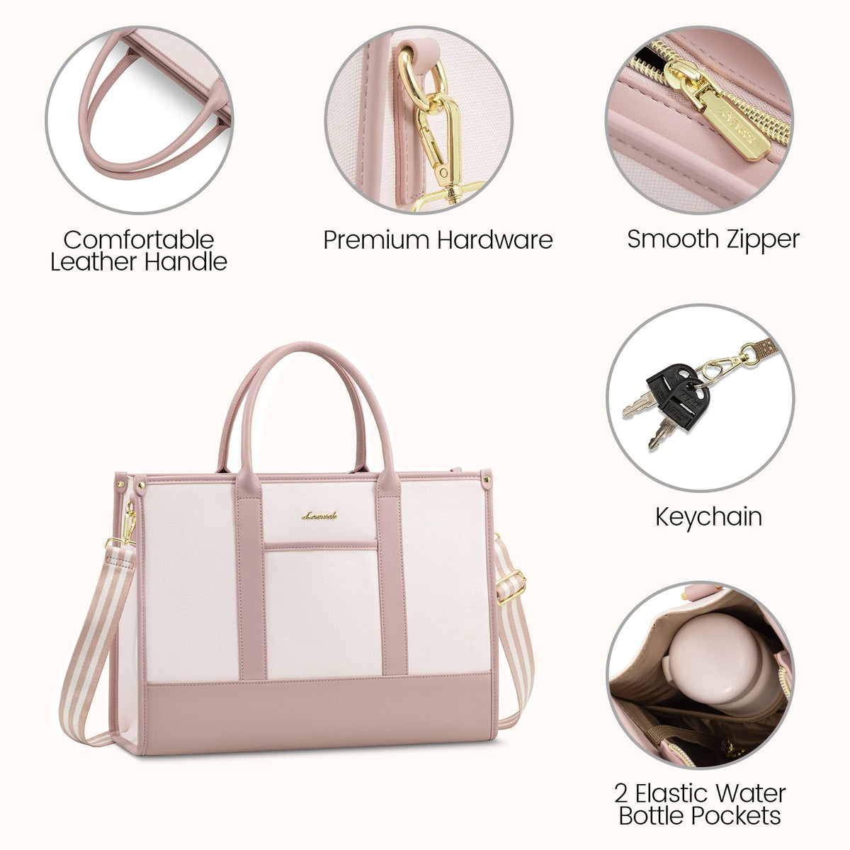 LOVEVOOK_VANESSA LAPTOP BAG TWO TONE LINEN/BLACK _ VANESSA LAPTOP BAG TWO TONE LINEN/BLACK _ Ebony Boutique NZ