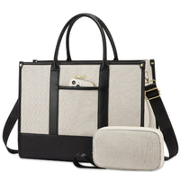 LOVEVOOK_VANESSA LAPTOP BAG TWO TONE LINEN/BLACK _ VANESSA LAPTOP BAG TWO TONE LINEN/BLACK _ Ebony Boutique NZ