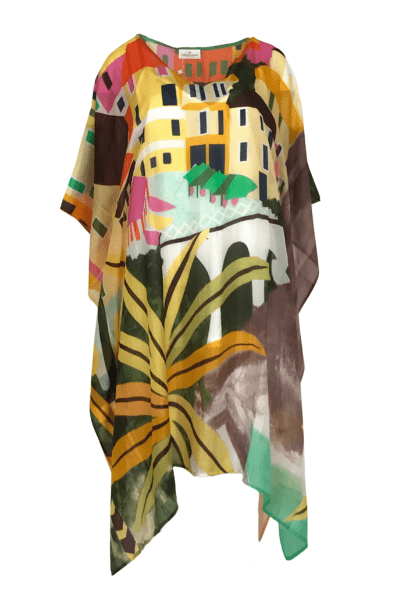 MALENY FOX_SILK KAFTAN ABSTRACT GEO _ SILK KAFTAN ABSTRACT GEO _ Ebony Boutique NZ