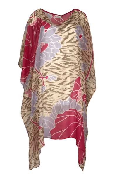 MALENY FOX_SILK KAFTAN ANIMAL FLORAL _ SILK KAFTAN ANIMAL FLORAL _ Ebony Boutique NZ