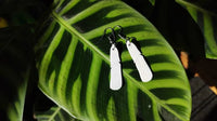 REMIX PLASTICS_BLACK BILLED GULL FEATHER EARRINGS _ BLACK BILLED GULL FEATHER EARRINGS _ Ebony Boutique NZ