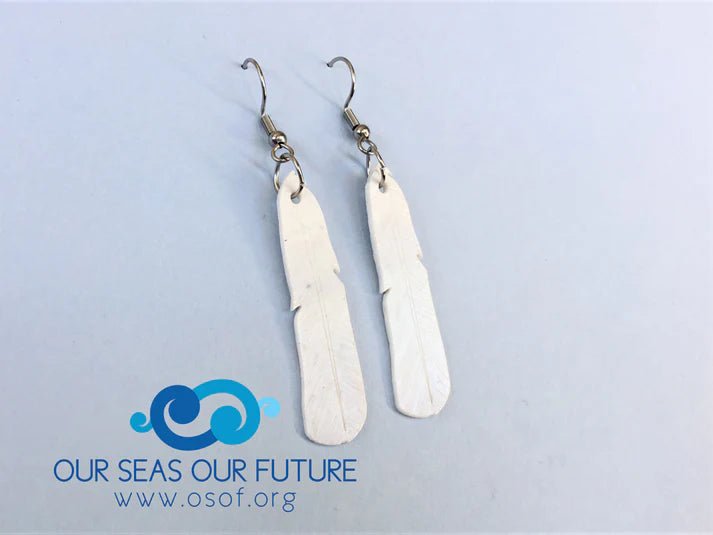 REMIX PLASTICS_BLACK BILLED GULL FEATHER EARRINGS _ BLACK BILLED GULL FEATHER EARRINGS _ Ebony Boutique NZ