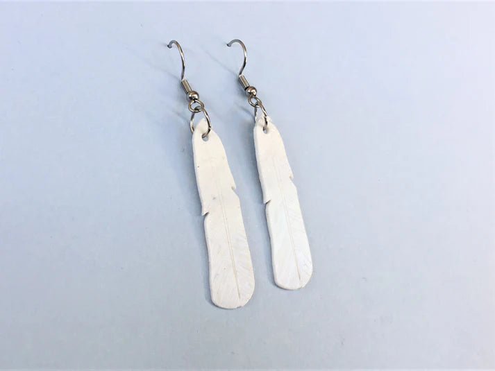 REMIX PLASTICS_BLACK BILLED GULL FEATHER EARRINGS _ BLACK BILLED GULL FEATHER EARRINGS _ Ebony Boutique NZ