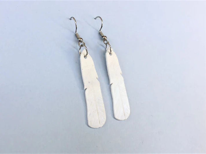 REMIX PLASTICS_BLACK BILLED GULL FEATHER EARRINGS _ BLACK BILLED GULL FEATHER EARRINGS _ Ebony Boutique NZ
