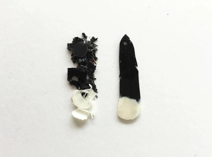REMIX PLASTICS_HUIA FEATHER EARRINGS _ HUIA FEATHER EARRINGS _ Ebony Boutique NZ