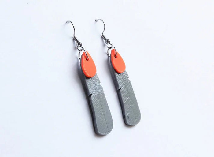 REMIX PLASTICS_KOKAKO FETAHER EARRINGS ORANGE SI _ KOKAKO FETAHER EARRINGS ORANGE SI _ Ebony Boutique NZ