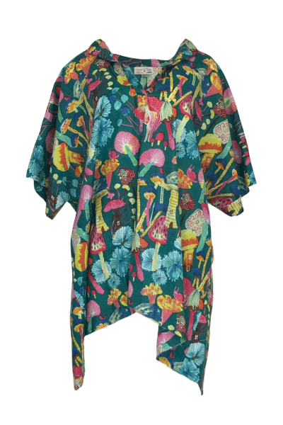 ROUTE 1_COTTON TUNIC STAND COLLAR GREEN MULTI R1KNP - 950B.GM _ COTTON TUNIC STAND COLLAR GREEN MULTI R1KNP - 950B.GM _ Ebony Boutique NZ