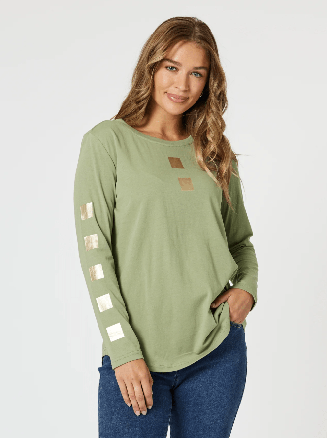 THREADZ_BE SQUARE TEE KHAKI _ BE SQUARE TEE KHAKI _ Ebony Boutique NZ