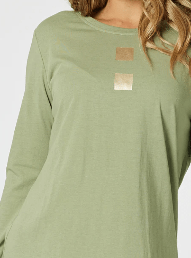 THREADZ_BE SQUARE TEE KHAKI _ BE SQUARE TEE KHAKI _ Ebony Boutique NZ