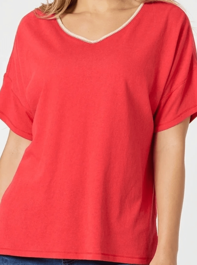 THREADZ_BELLA TEE RED _ BELLA TEE RED _ Ebony Boutique NZ