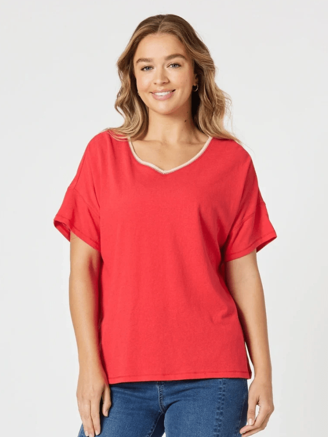THREADZ_BELLA TEE RED _ BELLA TEE RED _ Ebony Boutique NZ