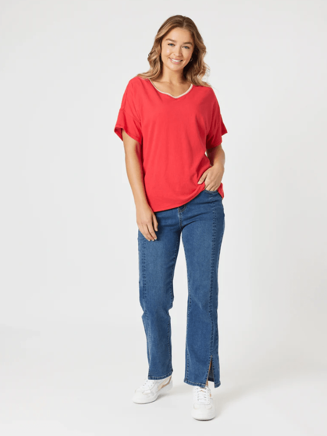 THREADZ_BELLA TEE RED _ BELLA TEE RED _ Ebony Boutique NZ