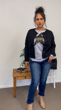 THREADZ_COLLARLESS DENIM JACKET BLACK _ COLLARLESS DENIM JACKET BLACK _ Ebony Boutique NZ