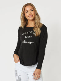 THREADZ_LES COPINES LONG SLEEVE T-SHIRT _ LES COPINES LONG SLEEVE T-SHIRT _ Ebony Boutique NZ