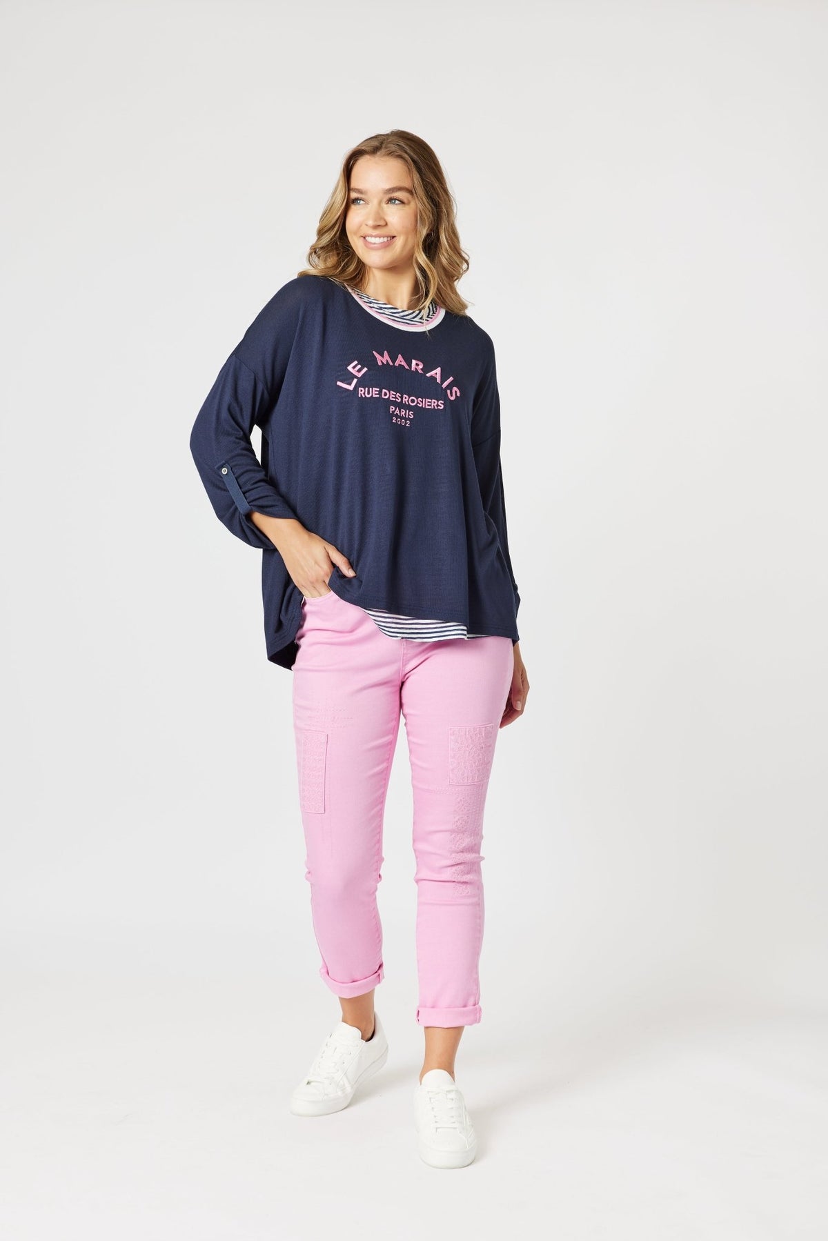 THREADZ_LINO LE MARAIS 2IN1 NAVY/PINK _ LINO LE MARAIS 2IN1 NAVY/PINK _ Ebony Boutique NZ