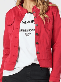 THREADZ_MAGGIE DENIM JACKET RED _ MAGGIE DENIM JACKET RED _ Ebony Boutique NZ