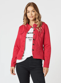 THREADZ_MAGGIE DENIM JACKET RED _ MAGGIE DENIM JACKET RED _ Ebony Boutique NZ
