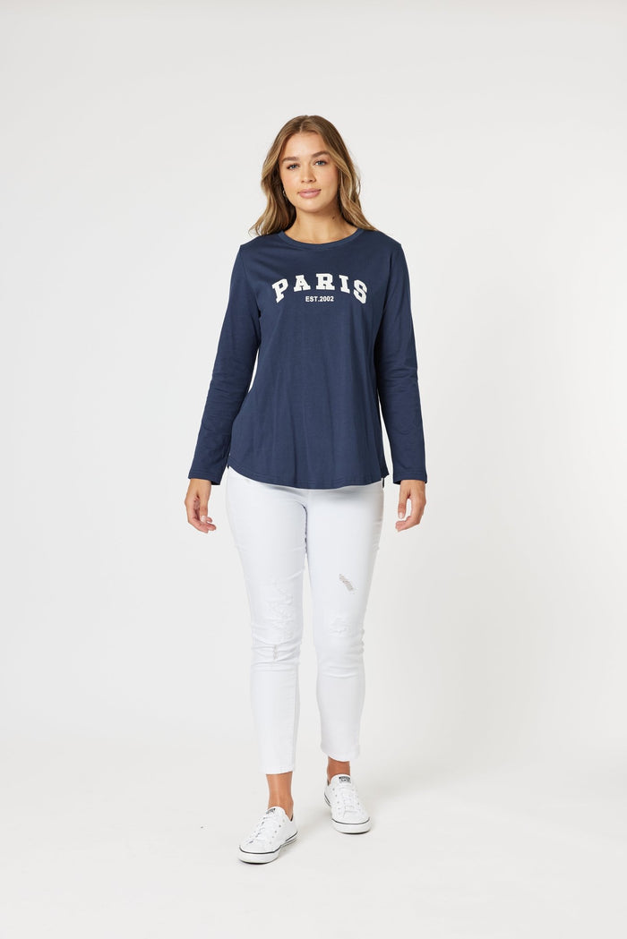 THREADZ_PARIS TEE NAVY _ PARIS TEE NAVY _ Ebony Boutique NZ