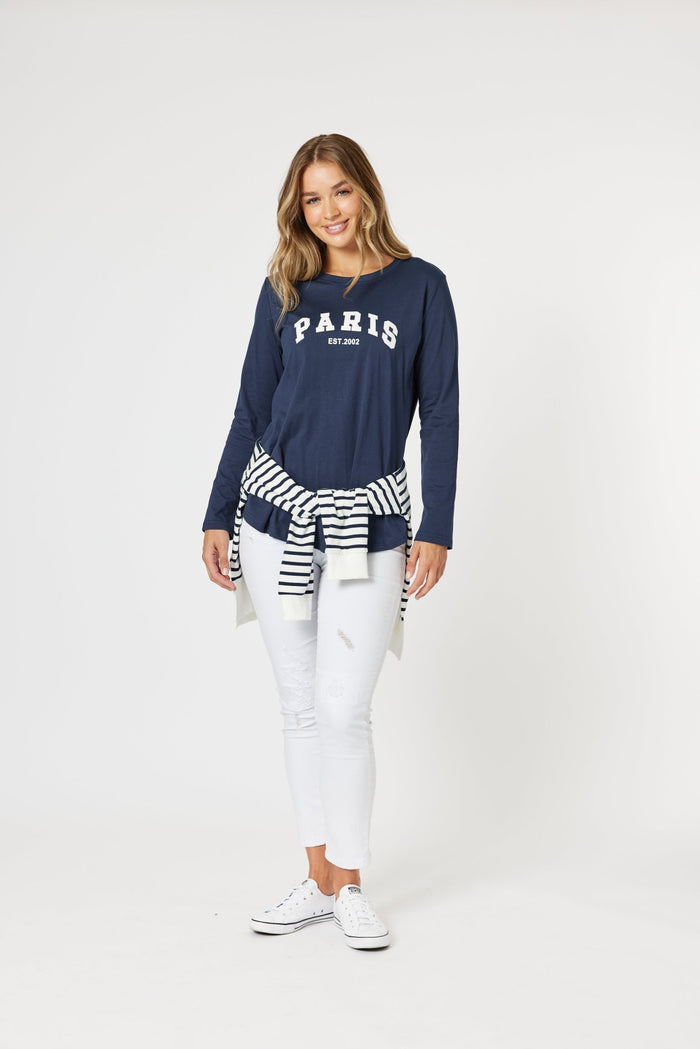 THREADZ_PARIS TEE NAVY _ PARIS TEE NAVY _ Ebony Boutique NZ