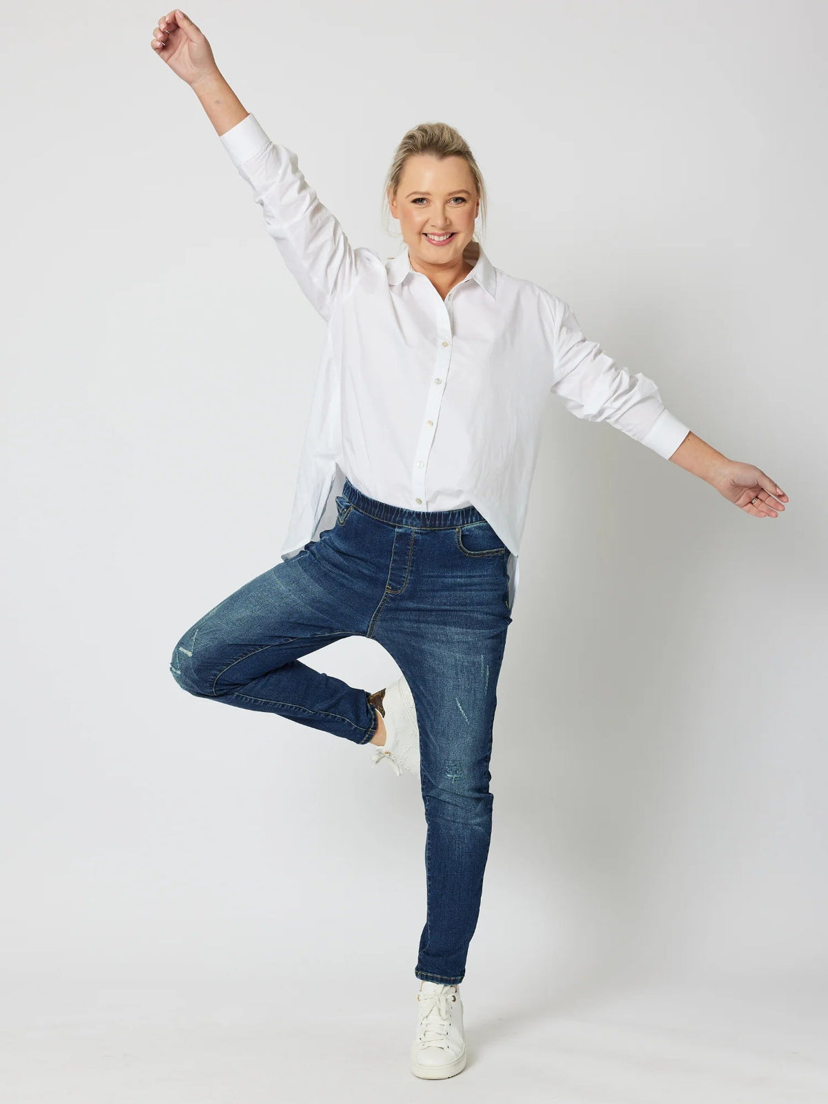THREADZ_PULL ON RIPPED JEAN DARK DENIM _ PULL ON RIPPED JEAN DARK DENIM _ Ebony Boutique NZ