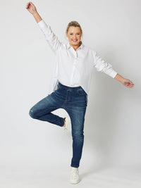THREADZ_PULL ON RIPPED JEAN DARK DENIM _ PULL ON RIPPED JEAN DARK DENIM _ Ebony Boutique NZ
