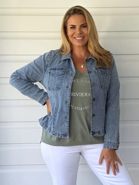 THREADZ_RETRO DENIM JACKET WASHED DENIM _ RETRO DENIM JACKET WASHED DENIM _ Ebony Boutique NZ