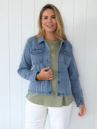 THREADZ_RETRO DENIM JACKET WASHED DENIM _ RETRO DENIM JACKET WASHED DENIM _ Ebony Boutique NZ
