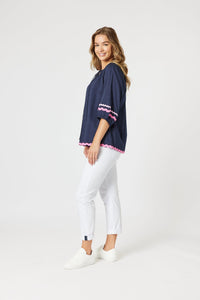 THREADZ_RIC RAC TOP NAVY _ RIC RAC TOP NAVY _ Ebony Boutique NZ