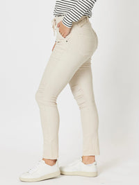 THREADZ_TIE FRONT JOGGER JEAN NATURAL _ TIE FRONT JOGGER JEAN NATURAL _ Ebony Boutique NZ