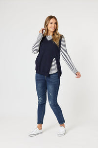 THREADZ_VICKY VEST NAVY _ VICKY VEST NAVY _ Ebony Boutique NZ