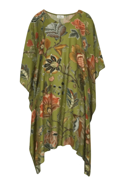 VINES AND SPRINGS_VISCOSE/COTTON KAFTAN AUTUMN FLORAL _ VISCOSE/COTTON KAFTAN AUTUMN FLORAL _ Ebony Boutique NZ