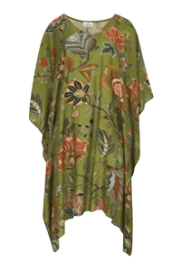 VINES AND SPRINGS_VISCOSE/COTTON KAFTAN AUTUMN FLORAL _ VISCOSE/COTTON KAFTAN AUTUMN FLORAL _ Ebony Boutique NZ